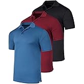 Real Essentials 3 Pack: Men's Short Sleeve Golf Polo Casual Workout Sports Cool Moisture Wicking Collared Shirt (Big & Tall)