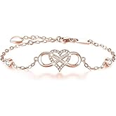 StyleJella Infinity Heart Ankle Bracelet for Women-Cubic Zirconia Rose Gold,Silver,Gold Summer Beach Stylish Foot Chain Summer Vacation Jewelry Gift for Mom Women