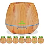 Miserwe Diffuser Aromatherapy Essential Oil Diffuser Planter for Home Office Bedroom Nursery - 550ML Planting Platform 4 Timer Settings 7 Color LED Lights Cool Mist Auto Shut-Off