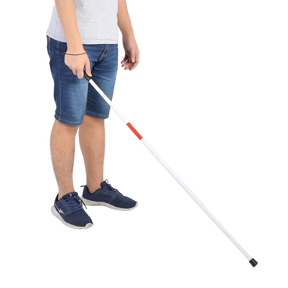 Folding Foldable Reflective Cane Crutch,Portable Lightweight Anti-Shock Balancing Mobility Aid Guide Walking Stick for Blind,Foldable Fold-up Reflective Cane Crutch, for Vision Impaired and Blind