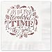 Canopy Street Most Wonderful Time of The Year Beverage Napkins / 25 White 3 Ply Paper Holiday Napkins With Red Foil / 4 3/4