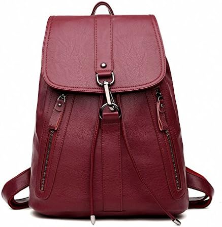 Women Backpack Leather Mochila Escolar School Bags For Teenagers Girls Top-handle Backpacks Burgundy