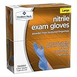 Member's Mark Nitrile Powder Free Latex Exam Gloves, Size LARGE, 400-Pack