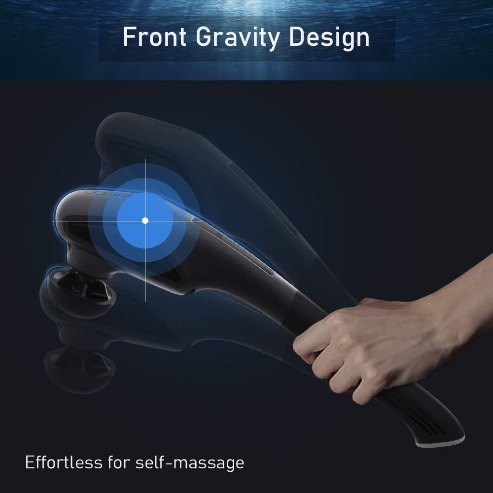 TYMO Black Whale Heat Therapy Massager – Dual Motor Handheld Massager, up to 4000 RPM with 5 Hyper Skin Friendly Silicone Heads, Cordless and Lightweight for Percussion, Kneading and Tapping: Health & Personal Care