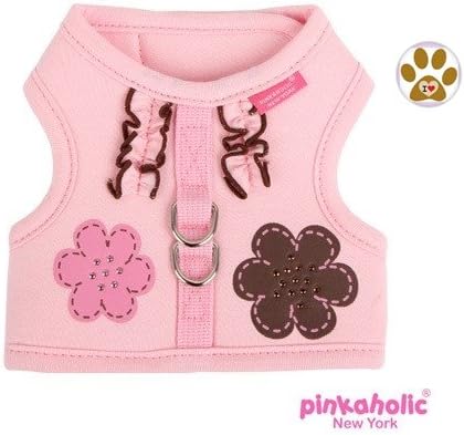 Pink Choco Mousse Pinka Wrap Harness Vest with Button Pin- Dog Sizes S-L (Medium- Chest 14.25โ, Neck 10.25โ, Pink Chocolate)