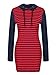 Joeoy Women's Casual Long Sleeve Drawstring Striped Bodycon Hoodie Dress