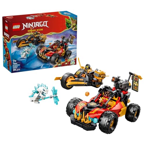 Ninjago Véhicules Combinables de Kai et Cole - Jouet Voiture de Ninja, Moto, 3 Minifigurines Dont Kai & Cole avec Katanas - Idée Cadeau pour Garçon 7 Ans ou Fan du Soulèvement des Dragons 71864