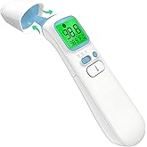 Ear &amp; Forehead Thermometer for Adults, Kids &amp; Baby, 1s Fast and Accurate | Fever Alert with 4-Color Backlit Display, Storage Pouch Included, Silent Mode, ℃/℉ Switchable, 35 Memories, Object Mode