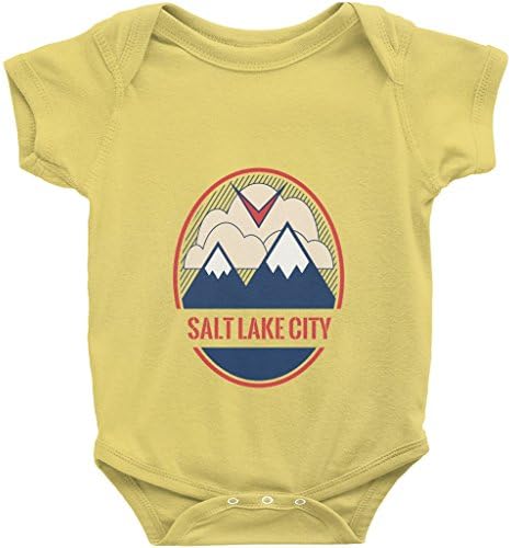 Tenn Street Goods Salt Lake City, Utah Mountain and Bird - Unisex Infant Baby Onesie/Bodysuit (Yellow, NB)