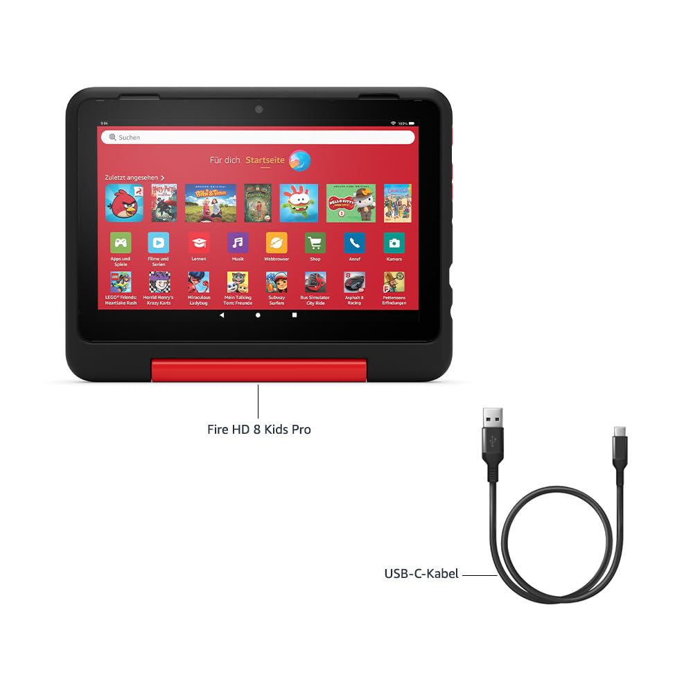 Amazon Fire HD 8 Kids Pro-Tablet (Neueste Generation), für Kinder von 6-12 J. | 3 GB RAM, 8-Zoll-HD-Bildschirm, werbefreie Inhalte, Kindersicherung, 13 Std. Akkulaufzeit, 32 GB, blaugrün (2024)