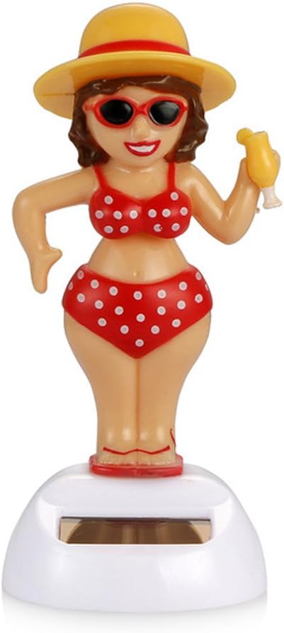 YGMONER Solar Dancing Animal Solar Powered Dancing Dolls Swinging Animated Bobble Dancer Car Decor (Beach Girl)