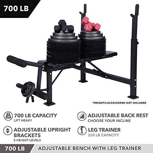 Olympic Weight Bench with Leg Developer Attachment by D1F for Strength