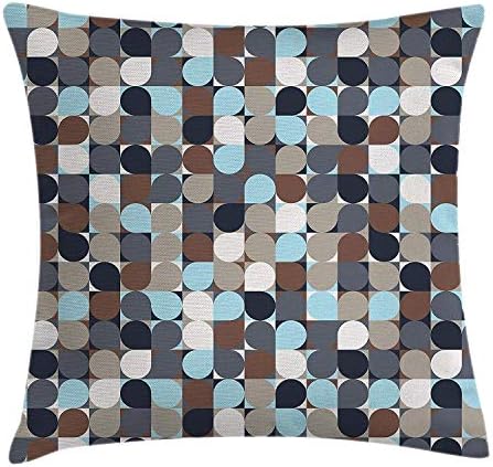 KLYDH Apartment Decor Throw Pillow Cushion Cover by, Moon Phases in Sky Outer Space with Stars and Fluffy Clouds below Design, Decorative Square Accent Pillow Case, 18 X 18 Inches, Purple Blue