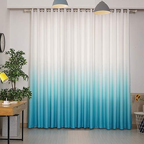 TIYANA Window Panel Blue Drape Grommet Top Extra Long Gradient Color Cloth Fabric Curtains Semi Blackout Drapes for Living Room Kids Bedroom, 1 Panel,White and Sky Blue Curtain, W39''x L102''