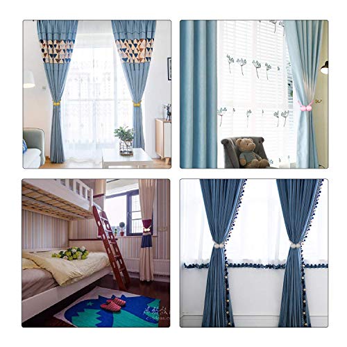 SmallDot Magnetic Curtain Tiebacks, 16 Inch Window Holdbacks Drapes Holders Hooks, Decorative Weave Rope Clips with Strong Magnet for Home Office Restaurant Décor, Pack of 2,Pink - Thumbnail 7