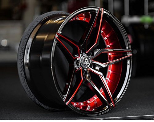 20 Inch Staggered Rims (Black and Red) - FULL Set of 4 Wheels - Made
