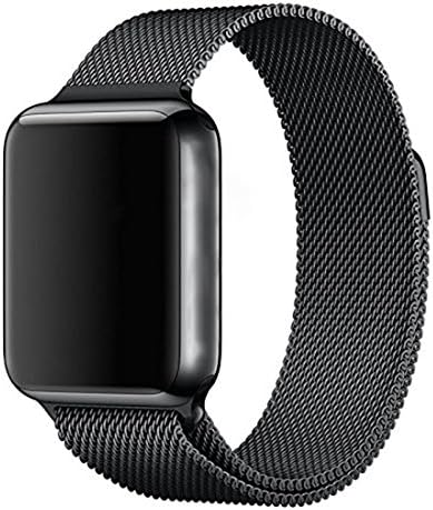 Apple Watch Band,iwatch Band 42 MM Fully Magnetic Closure Clasp Milanese Mesh Loop -Stainless Steel Replacement Apple Watch Strap for Apple Watch Series1, 2, Sport &amp;Edition ( Black)