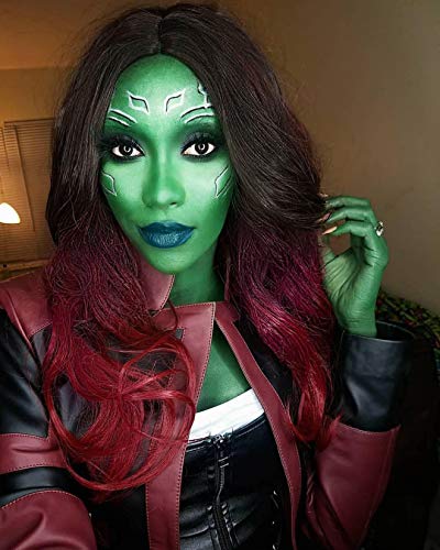 Gamora Comic Costumes - Morvally Women's Girls Long Wavy Two