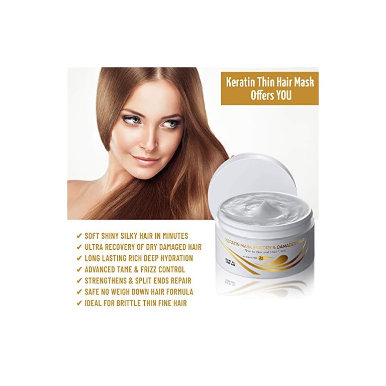 Vitamins Keratin Hair Mask Deep Conditioner Biotin Collagen Protein & Castor Oil Repair for