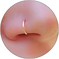 Gold Nose Piericng Hoop - Handmade 7mm Gold Nose Ring - Hypoallergenic 14k Gold 18 Gauge Nose Hoop Jewelry