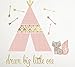 Levtex home Baby - Little Feather Pink Crib Bed Set - Baby Nursery Set - Pink Coral Cream Gold - Dreamcatcher - 5 Piece Set Includes Quilt, Fitted Sheet, Diaper Stacker, Wall Decal & Skirt/Dust Ruffle, White
