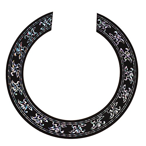 Kmise Soundhole Rosette Decal Sticker for Acoustic Classical Guitar Parts Black with Chrome Pattern