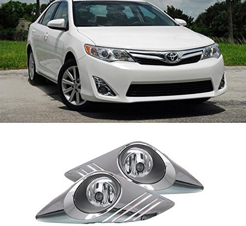 AutoCat One Pair Fit 12-15 Camry JDM Clear Lens Chrome Cover Driving Fog Lights+Bulbs+Switch+Wire