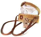 EOC BFF Crossbody Rattan Bag Round Natural, Handwoven Bali Design | Soft, Spacious Interior | Adjustable Shoulder Strap with Snap Closure