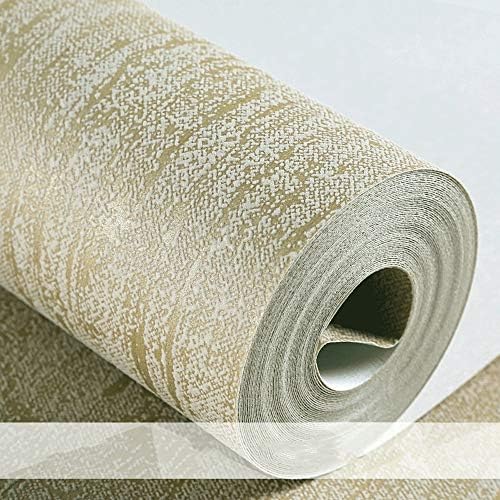 WINMELE Wallpaper Simple Modern Solid Color Living Room Non-Woven Wallpaper Warm Bedroom TV Background Wall European Style American Wallpaper (Color : Gold)