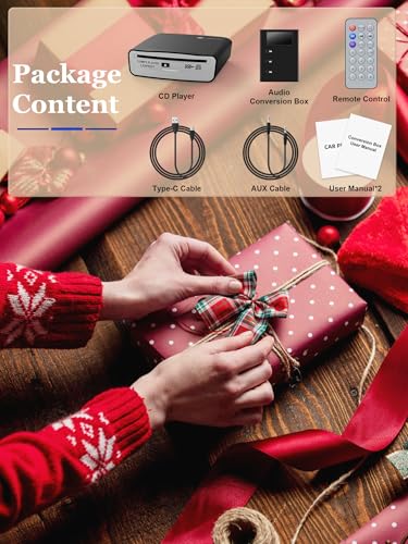 External Universal CD Player for Car - Lehwey Portable Car CD Players with AUX Cable & Remote Control, Plugs into Cars USB Port, Laptop, TV, Mac, Computer, for Android 4.4 and Above Navigation