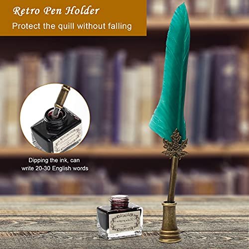 Ahier Quill Pen and Ink Set, Feather Pen Quill Pen Set Includes 5 Steel