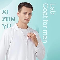 xizonyu Professional Lab Coat for Men，White long