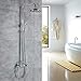 Rozin Chrome Shower Faucet with Handhedl Sprayer Wall Mounted Bathroom 8-Inch Rainfall Shower Head Dual Handles Shower Mixer Tap