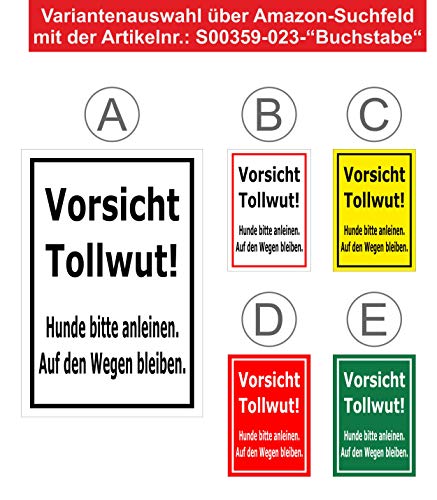Melis-Folienwerkstatt Schild Vorsicht Tollwut - 15x10cm - Bohrlöcher - 3mm Hartschaum â 20 VAR S00359-023-D – Bild 4