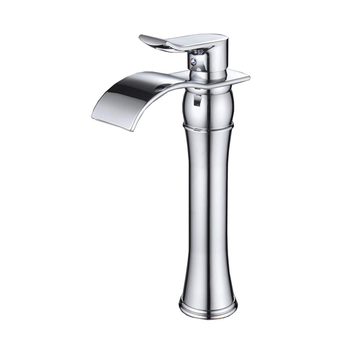 Wovier Chrome Waterfall Basin Faucet with Inlet Hose Single Lever Basin Faucet Angled Body Basin Mixer Tap High Body