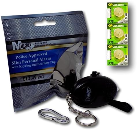 Minder Mini Key Ring Personal Attack Rape Alarm 140db with Flashlight + Spare Battery Set - Secured by Design Approved (UK Police Preferred Specification)