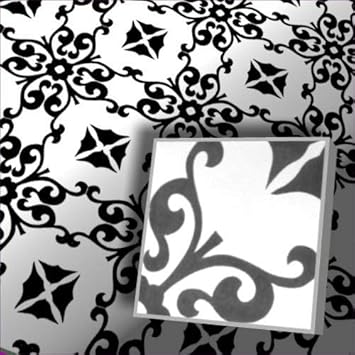 1 M 25 Stuck Zementfliesen Karina 430 4 Schwarz Weiss Mediterrane Marokkanische Fliesen Amazon De Baumarkt