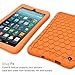 Fintie Silicone Case for Amazon Fire 7 Tablet (Previous Generation - 7th, 2017 Release) - [Honey Comb Upgraded Version] [Kids Friendly] Light Weight [Anti Slip] Shock Proof Protective Cover, Orange