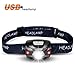 LED Headlamp Flashlight,USB Rechargeable Super Bright Headlights 300 Lumens, 6 Lighting Modes, White & Red LEDs, Waterproof Hard Hat Ligh Great for Camping, Running, Hiking and Reading