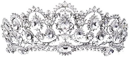 Crown Tiara for Birthday Party Prom Queen Pageant Princess Rhinestone Big Crystal Bridal Wedding Crowns Tiaras for Women (Silver)