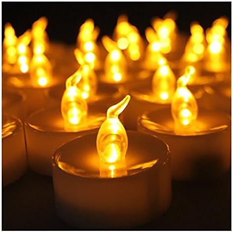 BestGrew® 24pcs Amber Yellow Battery-powered Flameless Flickering Led Tea Light, Electric Candles, Led Tealight Candles, Flameless LED Candles for Weddings, Outdoor, Restaurants and Parties