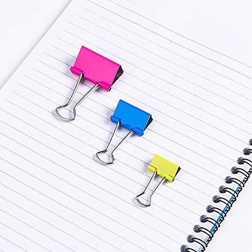 Neworkg 240 Pcs Muticolor Office Clips Set, 3 Sizes Binder Clips, 4 Colors Rubber Bands, 2 Sizes Paper Clips, Paper Clamps with Box for Office & School Supplies
