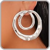 Chunky Gold Statement Earrings for Women Silver Big Earrings Large Irregular Geometric Round Circle Drop Dangle Earrings Chunky Gold Jewelry