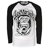 Mens Official Gas Monkey Garage 04 Baseball Long Sleeve T Shirt Black Large – Chest 40-42 Inches White & Black White & Black