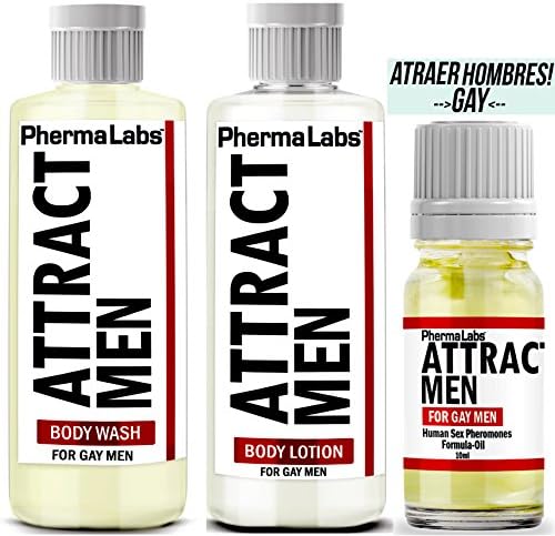 PhermaLabs Feromonas Mini Kit de Viaje Para Gay Hombre Incluye: Aceite Corporal, Crema Corporal y Jabón Corporal. El Secreto para atraer Hombres instantáneamente- Mayor Concentración De Feromonas!