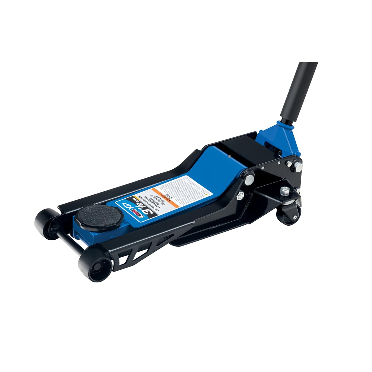 Photo 1 of K Tool International XD13002 3.5 Ton Low Profile Service Floor Jack for Garages, Repair Shops, and DIY, 7,000 lbs. Capacity, Hydraulic Lifting Range 3.5" - 21.38", Dual Pump, Alloy Steel, Black/Blue