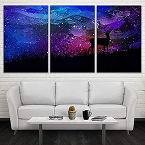 3 Panel Canvas Wall Art Starry Space Pictures Home Wall Decorations for Bedroom Living Room Paintings Canvas Prints Framed - 16"x24" x 3 Panels