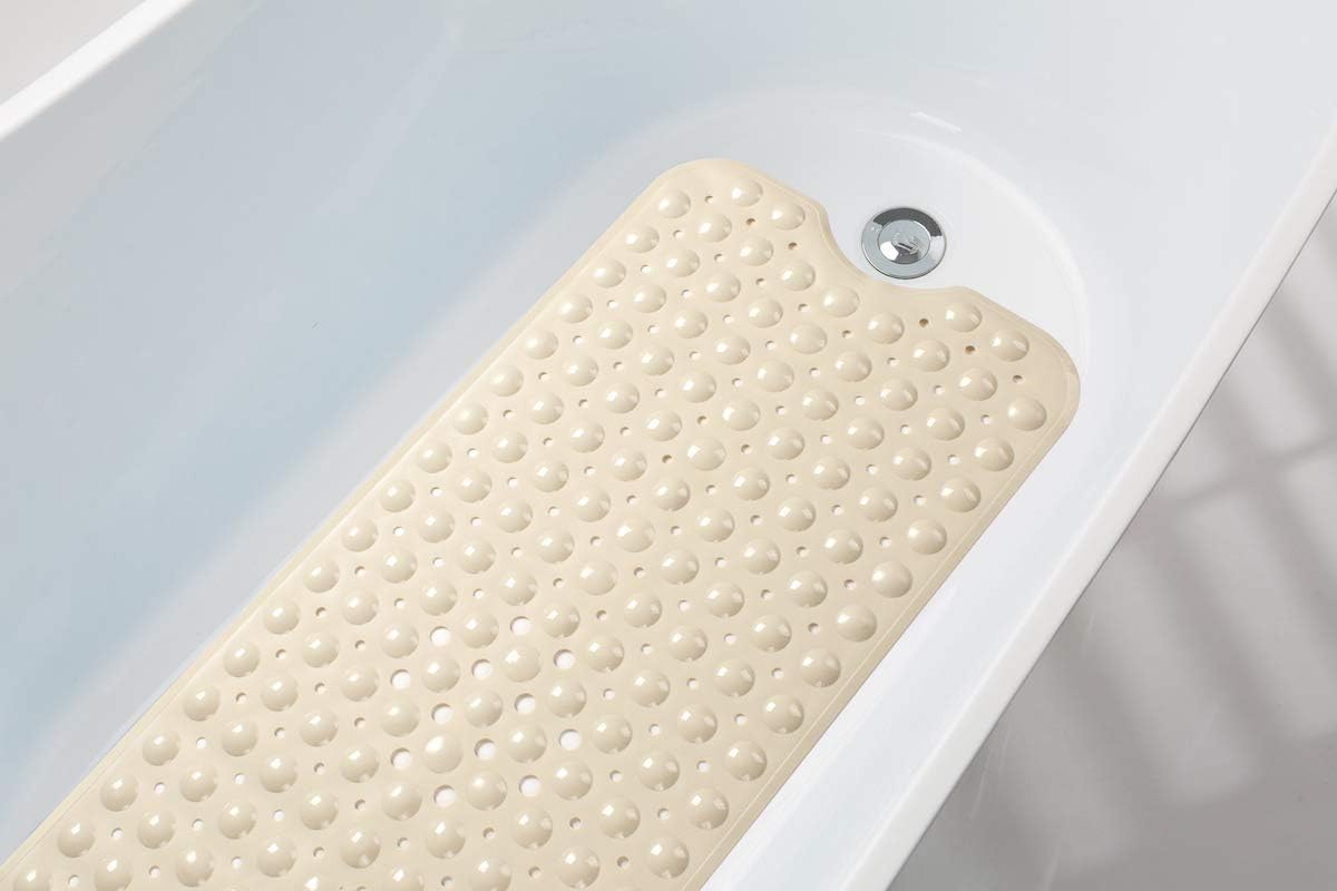 AmazerBath Bath Tub Mat, 39 x 16 Inches Non-Slip Shower Mats with Suction Cups and Drain Holes, Bathtub Mats Bathroom Mats Machine Washable, Beige: Home & Kitchen