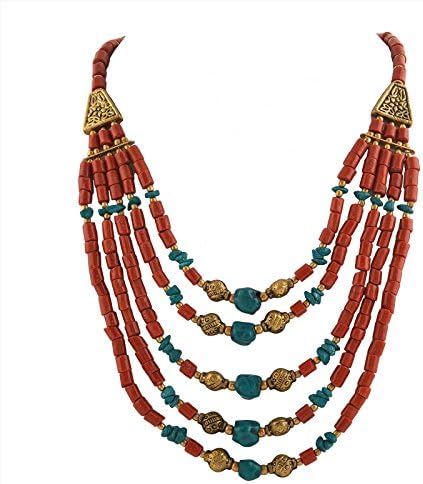 Zephyrr Fashion Multi strand Beaded Choker Necklace Tibetan Handmade for Women