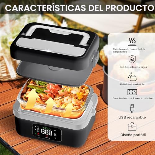 TECKZOON Portable Electric Lunch Box, Rechargeable Self-Warming Wireless Lunch Box, 1L Adult Bento Lunch Boxes with Scheduled Warming, Food Lunch Boxes for On-the-Go Meals